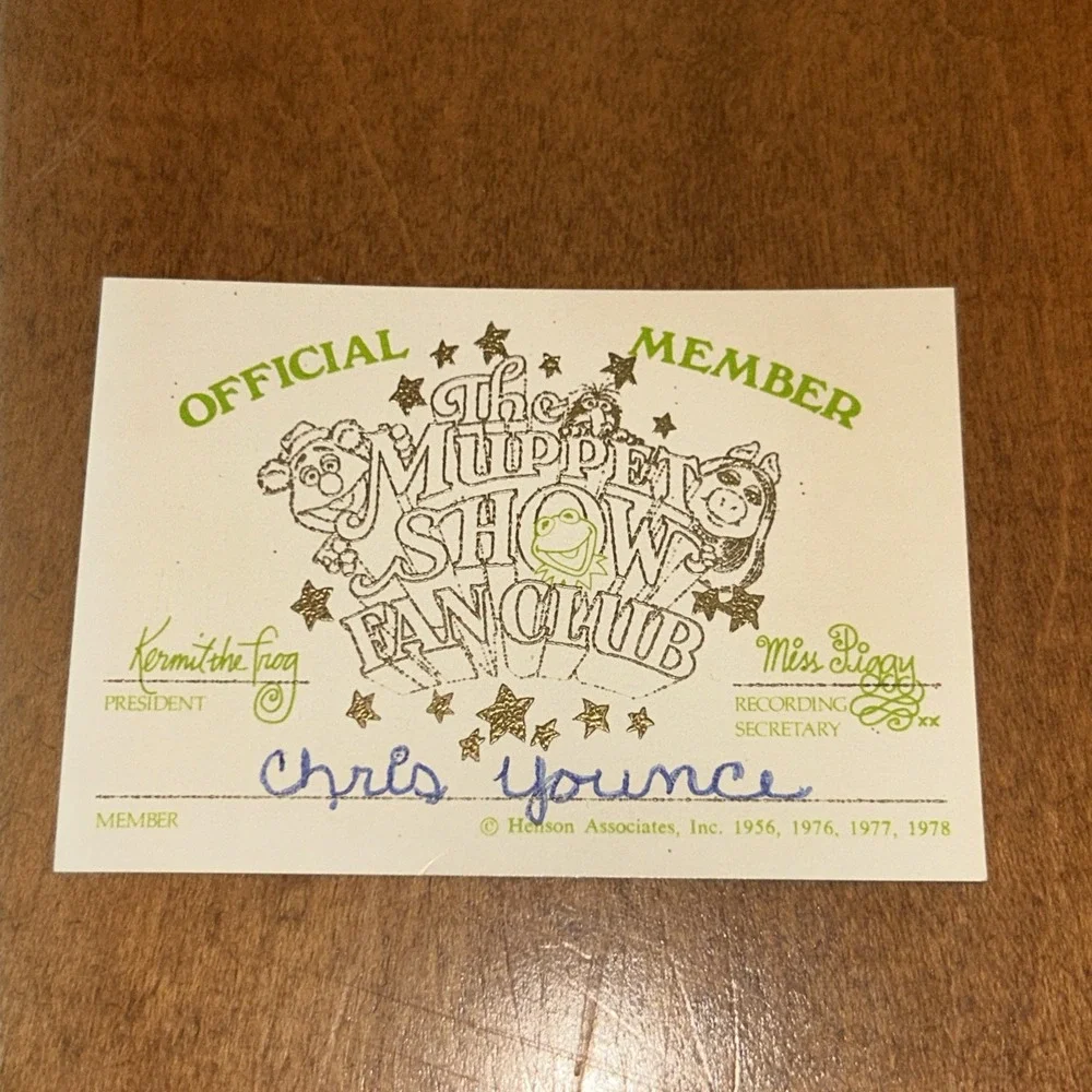 Muppet Show Fan Club Official Member Card Kermit The Frog President Vintage COOL
